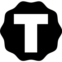 Letter T in black flower logo